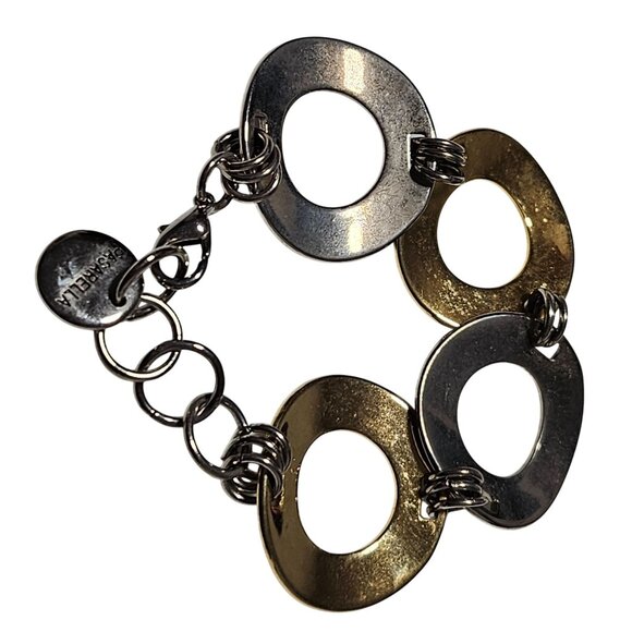 Elegant Two Tone Circular Link Statement Bracelet Pasarella Colombia Fashion - Picture 3 of 7
